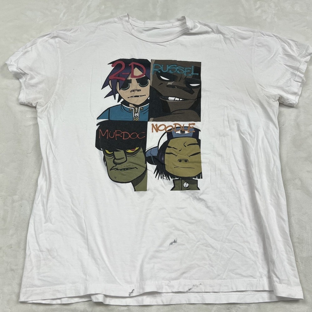 Gorillaz Graphic T-Shirt Mens XL White Demon Days Character Grid Tee